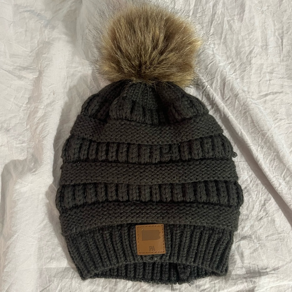 Gray knit winter hat